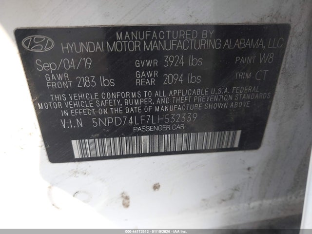 5NPD74LF7LH532339 Hyundai ELANTRA SE