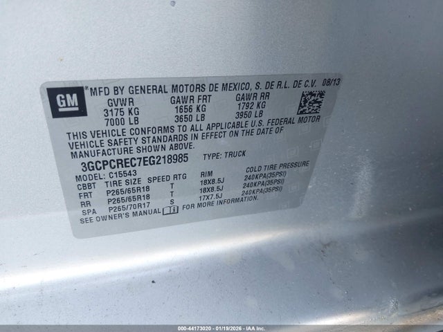 3GCPCREC7EG218985 Chevrolet Silverado 1500 2lt
