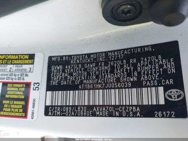 4T1B61HK7JU056039 Toyota CAMRY XSE
