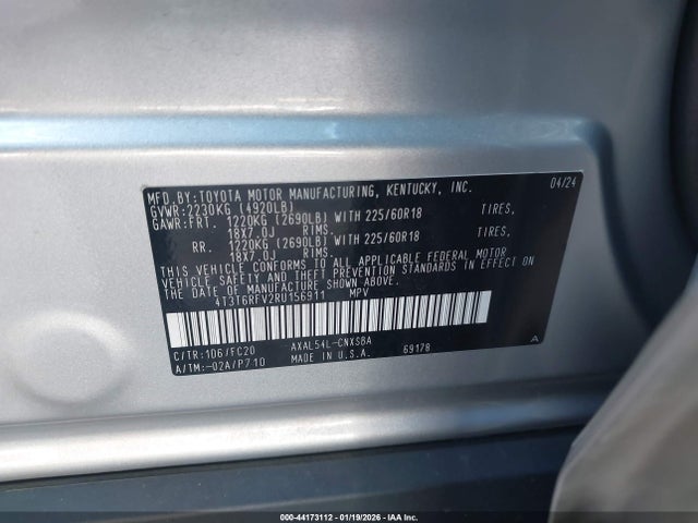 44173112 :رقم المزاد ، 4T3T6RFV2RU156911 vin ، 2024 Toyota Rav4 Hybrid Se مزاد بيع