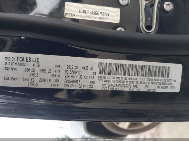 Jeep Compass High Altitude Edition 2016 1C4NJCEA6GD760779 Image 9