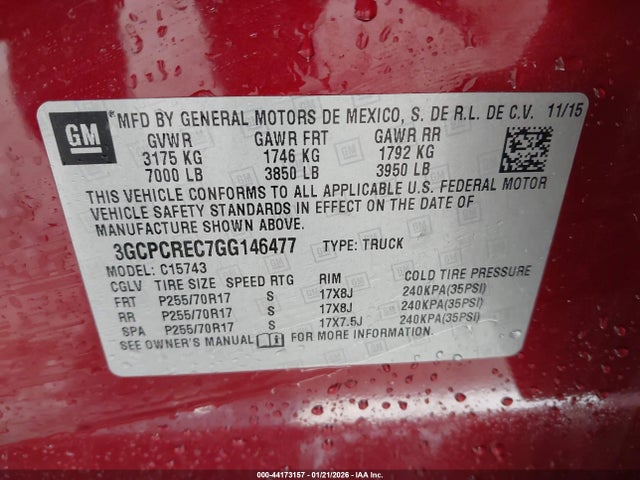 3GCPCREC7GG146477 Chevrolet Silverado 1500 1lt