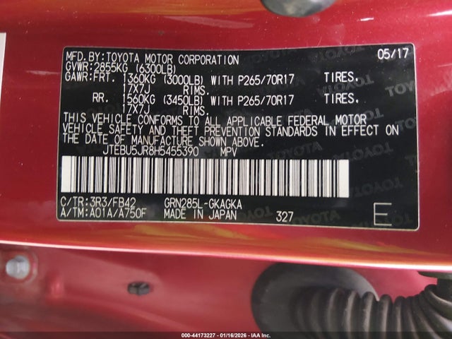 JTEBU5JR8H5455390 Toyota 4RUNNER SR5