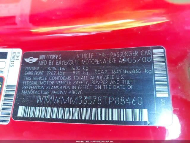 2008 MINI COOPER S CLUBMAN WMWMM33578TP88460 Photo 8