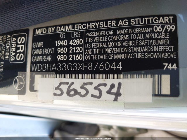 1999 MERCEDES-BENZ C 43 WDBHA33G3XF876044 Photo 8