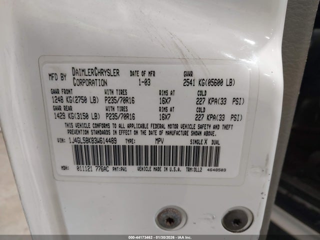 2003 JEEP LIBERTY 1J4GL58K83W614489 Photo 8