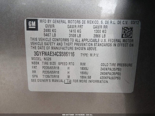 2012 CADILLAC SRX 3GYFNAE34CS586116 Photo 8