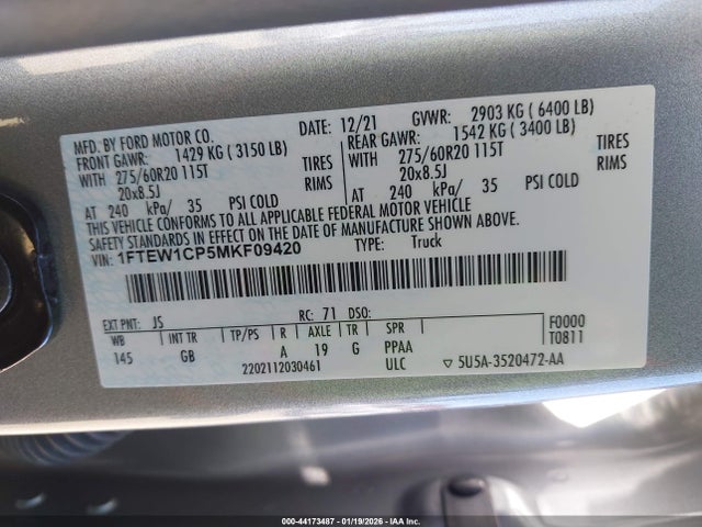 Ford F-150 Xl 2021 1FTEW1CP5MKF09420 Image 9