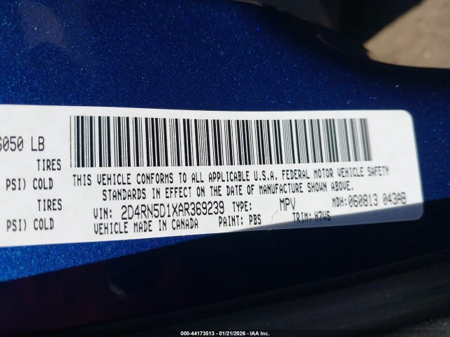 44173513 :رقم المزاد ، 2D4RN5D1XAR369239 vin ، 2010 Dodge Grand Caravan Sxt مزاد بيع