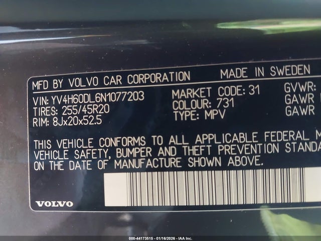 YV4H60DL6N1077203 Volvo Xc60 Recharge Plug-in Hybrid T8 Inscription Extended Range