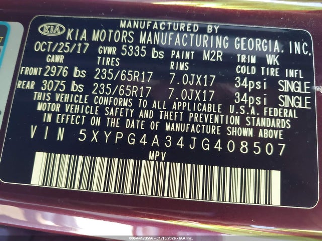 2018 KIA SORENTO 5XYPG4A34JG408507 Photo 8