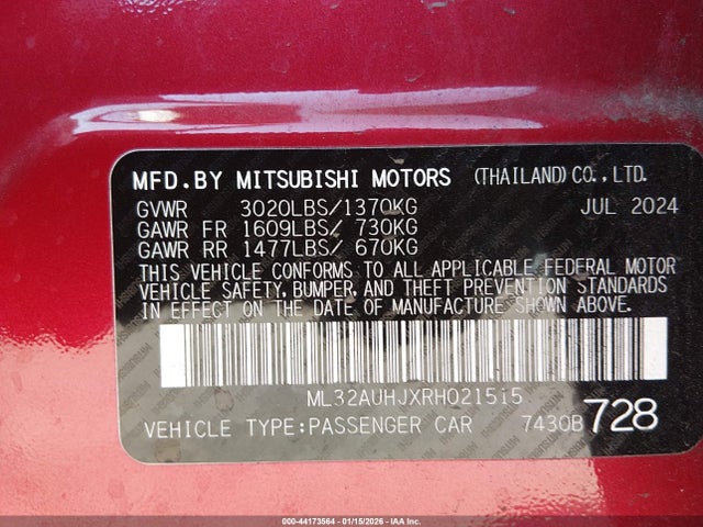 2024 MITSUBISHI MIRAGE ML32AUHJXRH021515 Photo 8