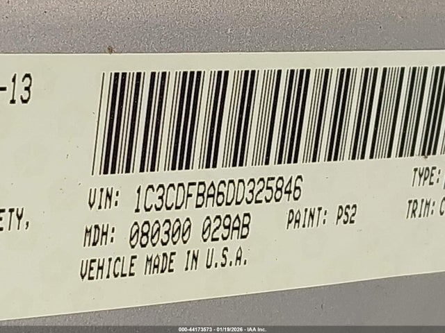44173573 :رقم المزاد ، 1C3CDFBA6DD325846 vin ، 2013 Dodge Dart Sxt مزاد بيع