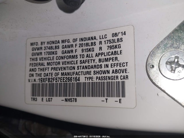 Honda Civic Lx 2014 19XFB2F57EE266164 Image 9