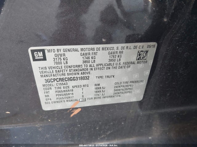 3GCPCREC8GG318032 Chevrolet Silverado 1500 1lt