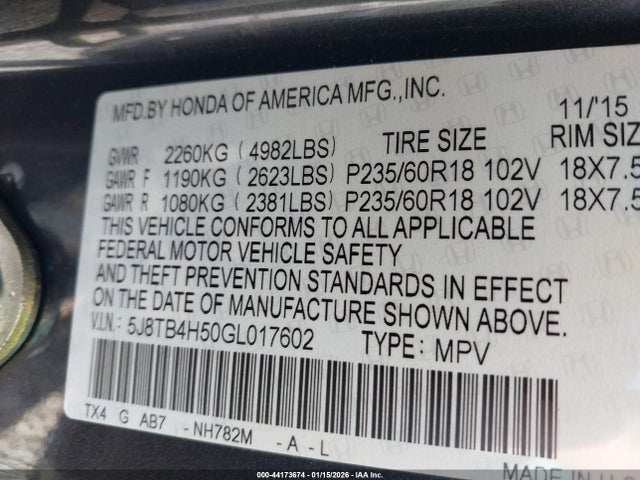 Acura Rdx Technology Acurawatch Plus Packages/technology Package 2016 5J8TB4H50GL017602 Image 9