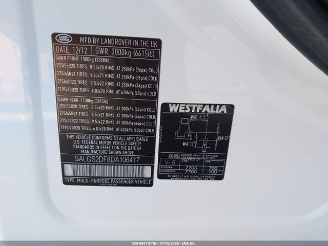 2013 LAND ROVER RANGE ROVER SALGS2DF8DA106417 Photo 8