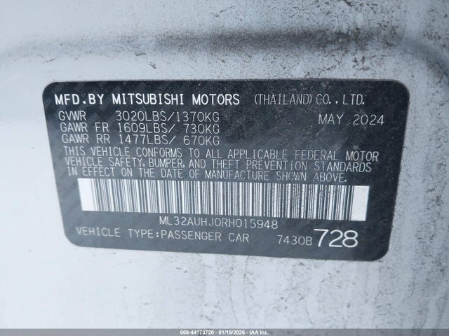 2024 MITSUBISHI MIRAGE ML32AUHJ0RH015948 Photo 8