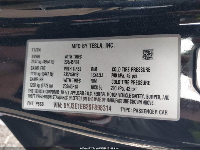 2025 TESLA MODEL 3 5YJ3E1EB2SF898314 Photo 8