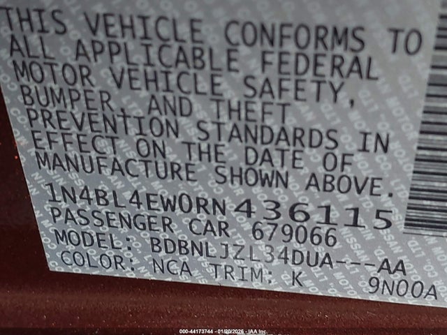 1N4BL4EW0RN436115 Nissan Altima Sl Intelligent Awd