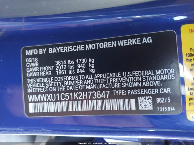 2019 MINI HARDTOP WMWXU1C51K2H73647 Photo 8