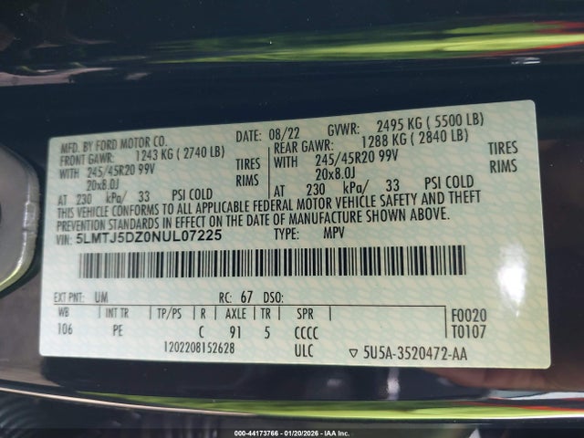 5LMTJ5DZ0NUL07225 Lincoln Corsair Grand Touring