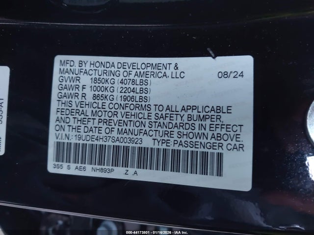 Продажа на аукционе авто 2025 Acura Integra A-spec, vin: 19UDE4H37SA003923, номер лота: 44173801
