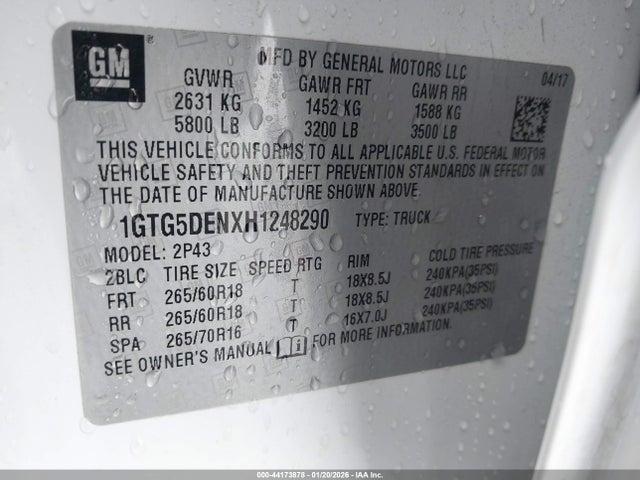 1GTG5DENXH1248290 GMC CANYON SLT