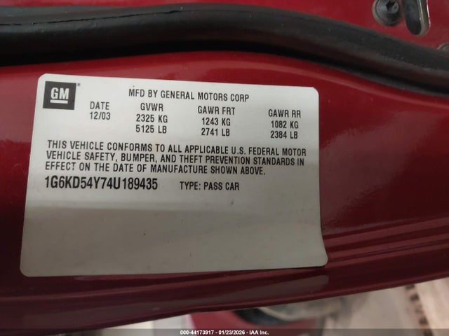 2004 CADILLAC DEVILLE 1G6KD54Y74U189435 Photo 8