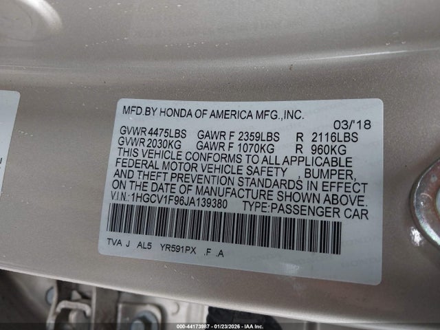1HGCV1F96JA139380 Honda Accord Touring
