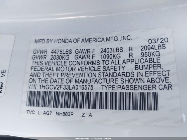 2020 HONDA ACCORD 1HGCV2F33LA016575 Photo 8