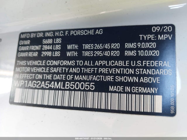 44174107 :رقم المزاد ، WP1AG2A54MLB50055 vin ، 2021 Porsche Macan Gts مزاد بيع