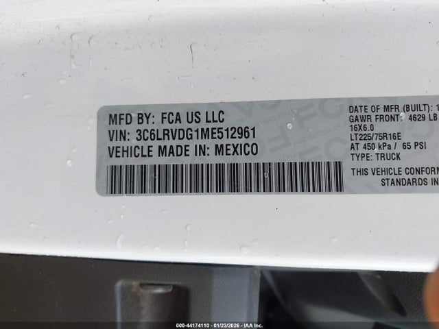 3C6LRVDG1ME512961 RAM Promaster 2500 High Roof 159 Wb