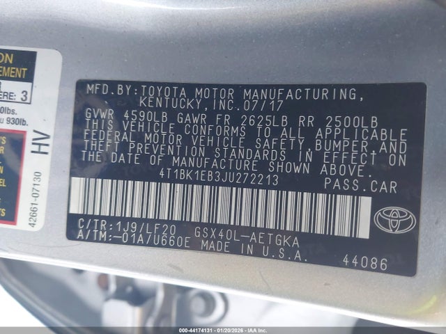 4T1BK1EB3JU272213 Toyota Avalon Xle Plus