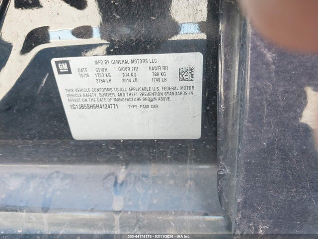 1G1JB5SH6H4124771 Chevrolet Sonic Ls Auto