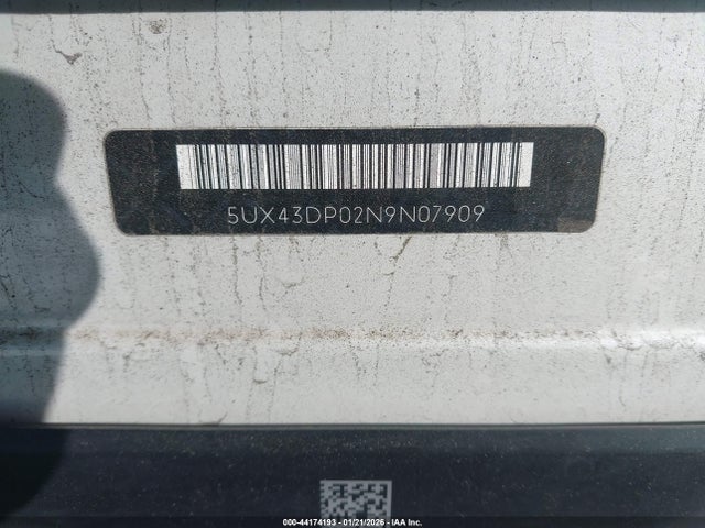 44174193 :رقم المزاد ، 5UX43DP02N9N07909 vin ، 2022 Bmw X3 Sdrive30i مزاد بيع