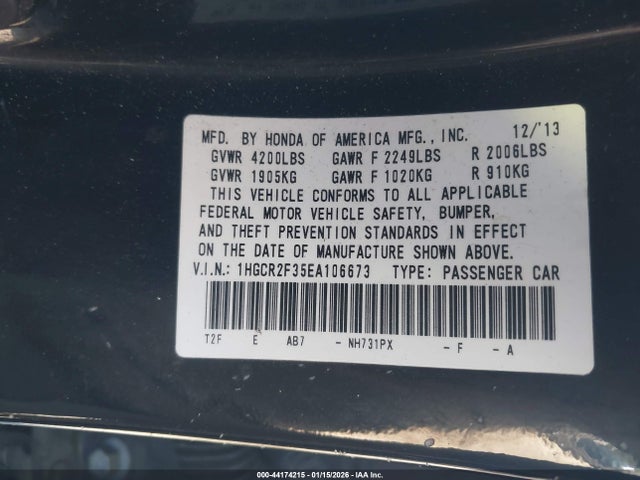 1HGCR2F35EA106673 Honda ACCORD LX