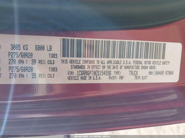RAM 1500 Longhorn 2014 1C6RR6PT0ES154596 Image 9