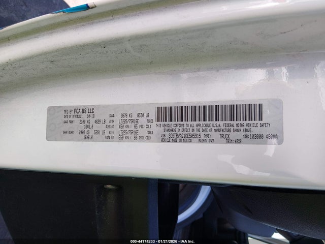 44174233 :رقم المزاد ، 3C6TRVAG1KE505915 vin ، 2019 Ram Promaster 1500 Low Roof 136 Wb مزاد بيع