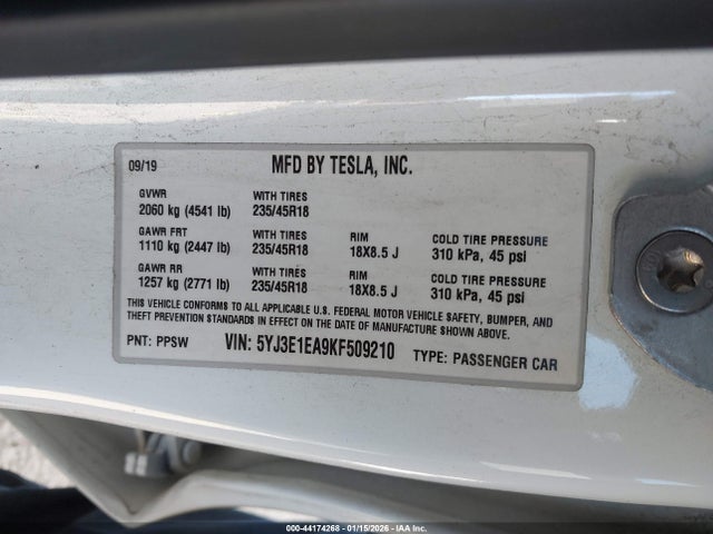 2019 TESLA MODEL 3 5YJ3E1EA9KF509210 Photo 8