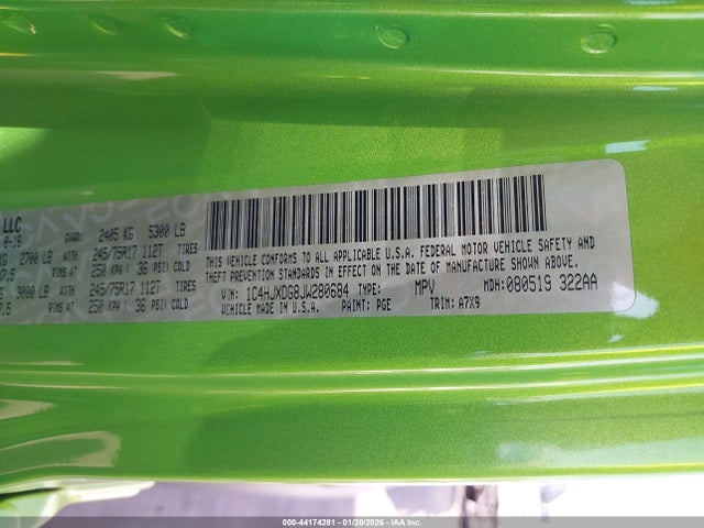 1C4HJXDG8JW280684 Jeep Wrangler Unlimited Sport S 4x4
