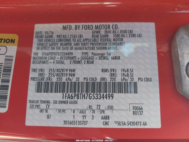 Ford Mustang Ecoboost 2016 1FA6P8TH7G5334499 Image 9