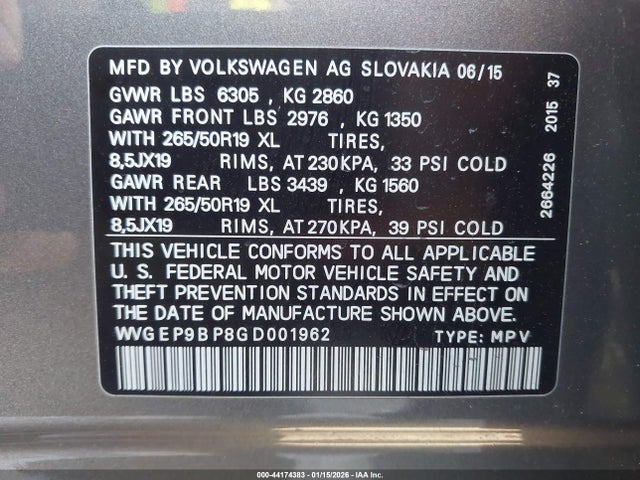 WVGEP9BP8GD001962 Volkswagen Touareg Tdi Lux