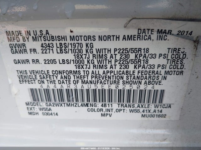 2014 MITSUBISHI OUTLANDER SPORT 4A4AR3AU5EE025024 Photo 8