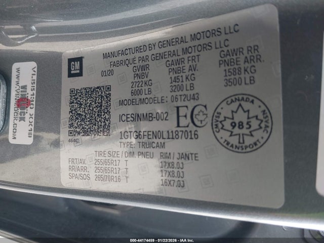 Продаж на аукціоні авто 2020 Gmc Canyon All Terrain W/cloth, vin: 1GTG6FEN0L1187016, номер лоту: 44174459