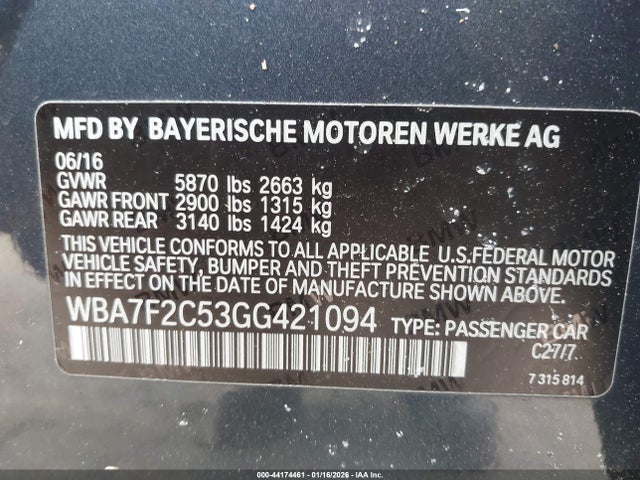 2016 BMW 750I WBA7F2C53GG421094 Photo 8