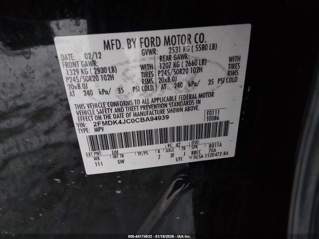 2012 FORD EDGE 2FMDK4JC0CBA94939 Photo 8