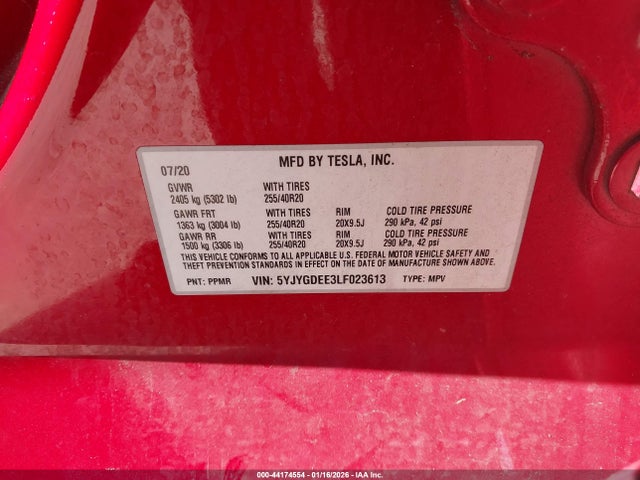 2020 TESLA MODEL Y 5YJYGDEE3LF023613 Photo 8