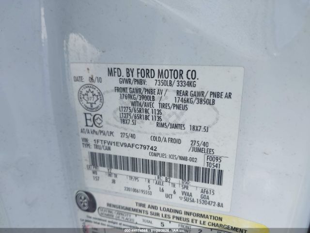 2010 FORD F-150 1FTFW1EV9AFC79742 Photo 8