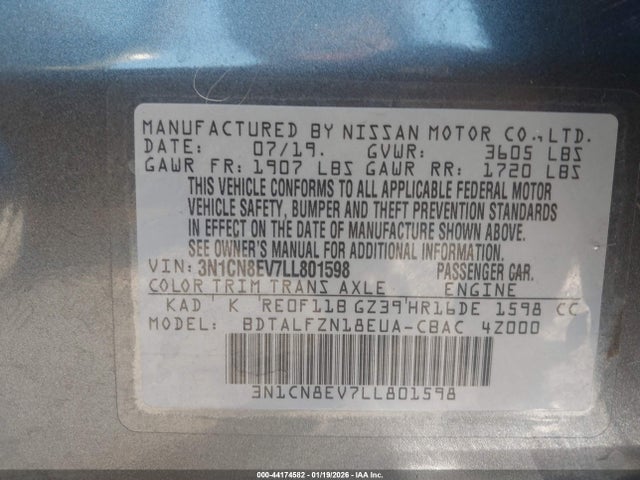 Nissan Versa Sv Xtronic Cvt 2020 3N1CN8EV7LL801598 Image 9